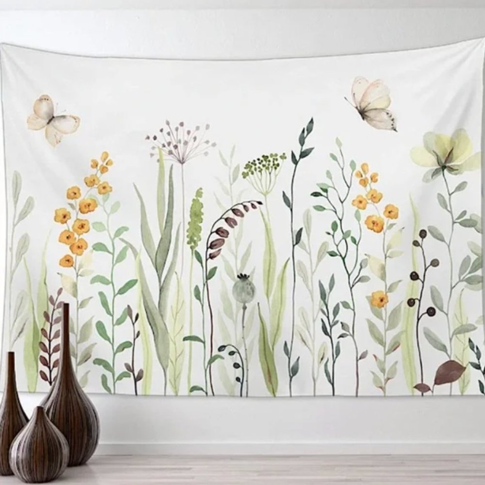 Botanical Garden Flowers and Plants Wall Decor Tapestry